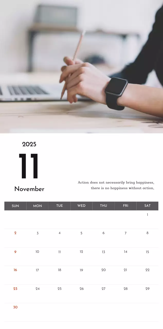 A simple corporate calendar in gray