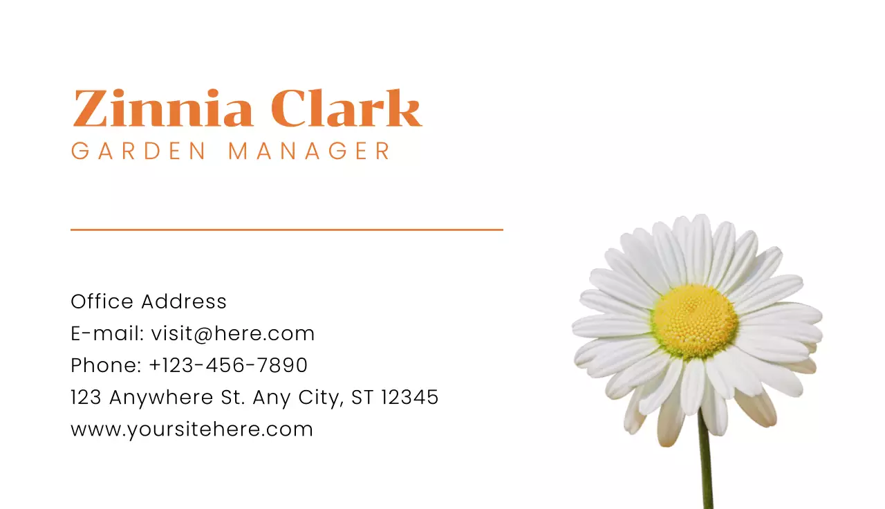 Orange Minimal Garden Business Card