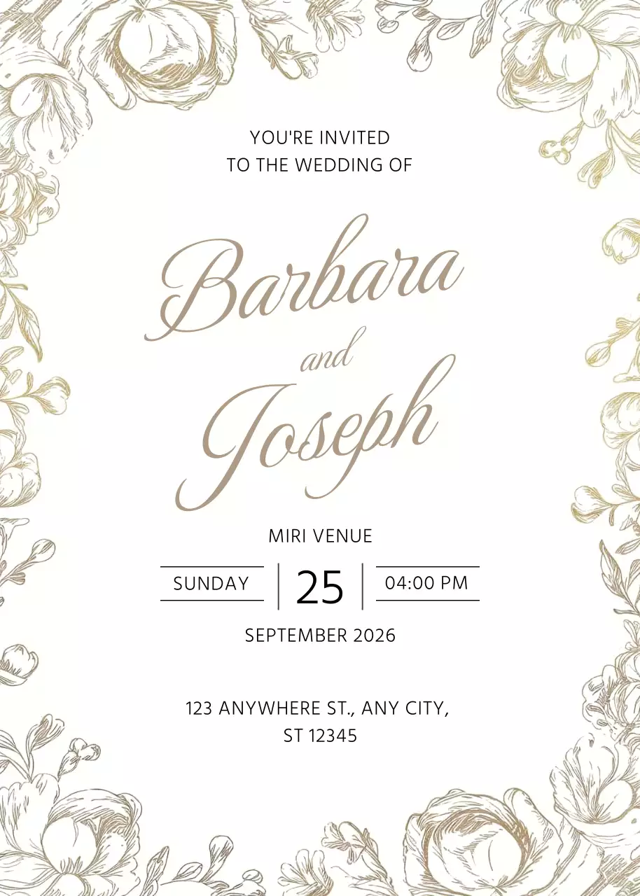 Thiệp cưới thanh lịch màu be