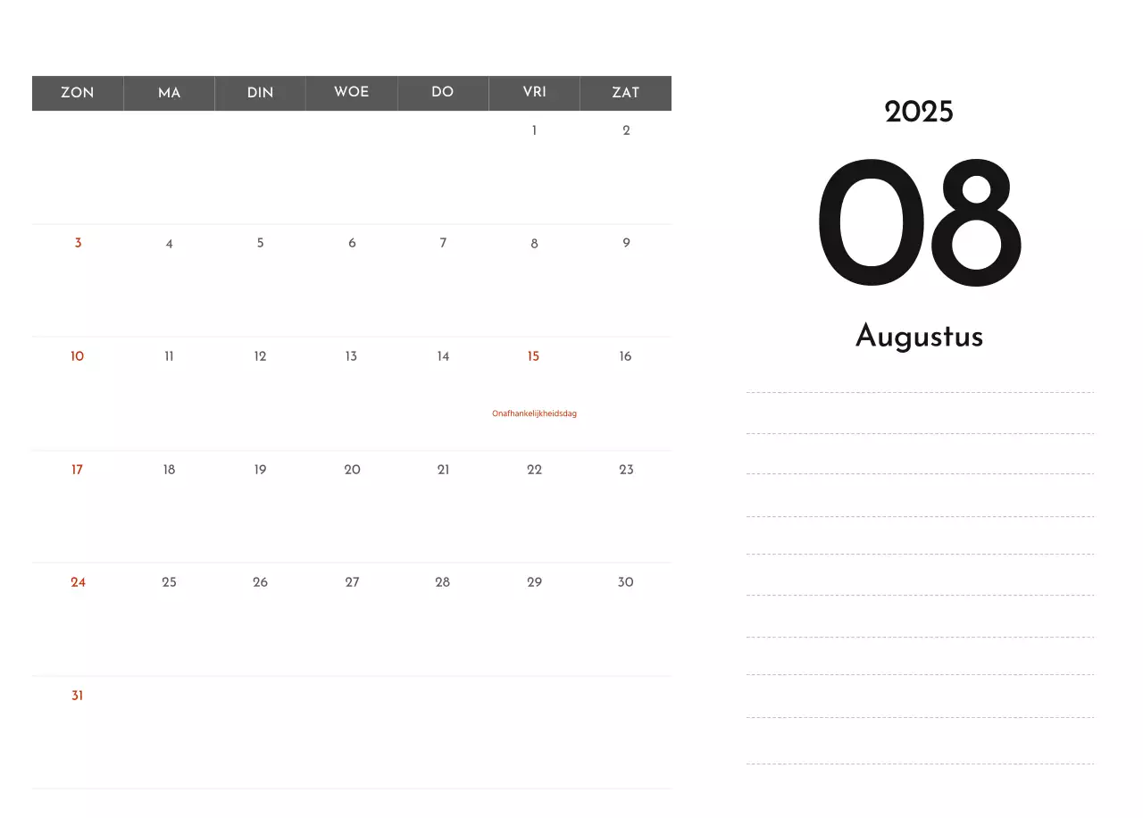 Een eenvoudige bedrijfskalender in grijs