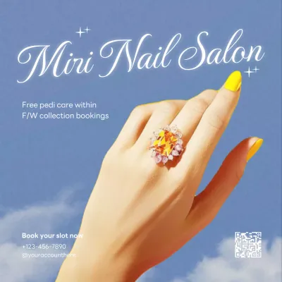 Yellow Elegant Nail Promotion Social Media Post