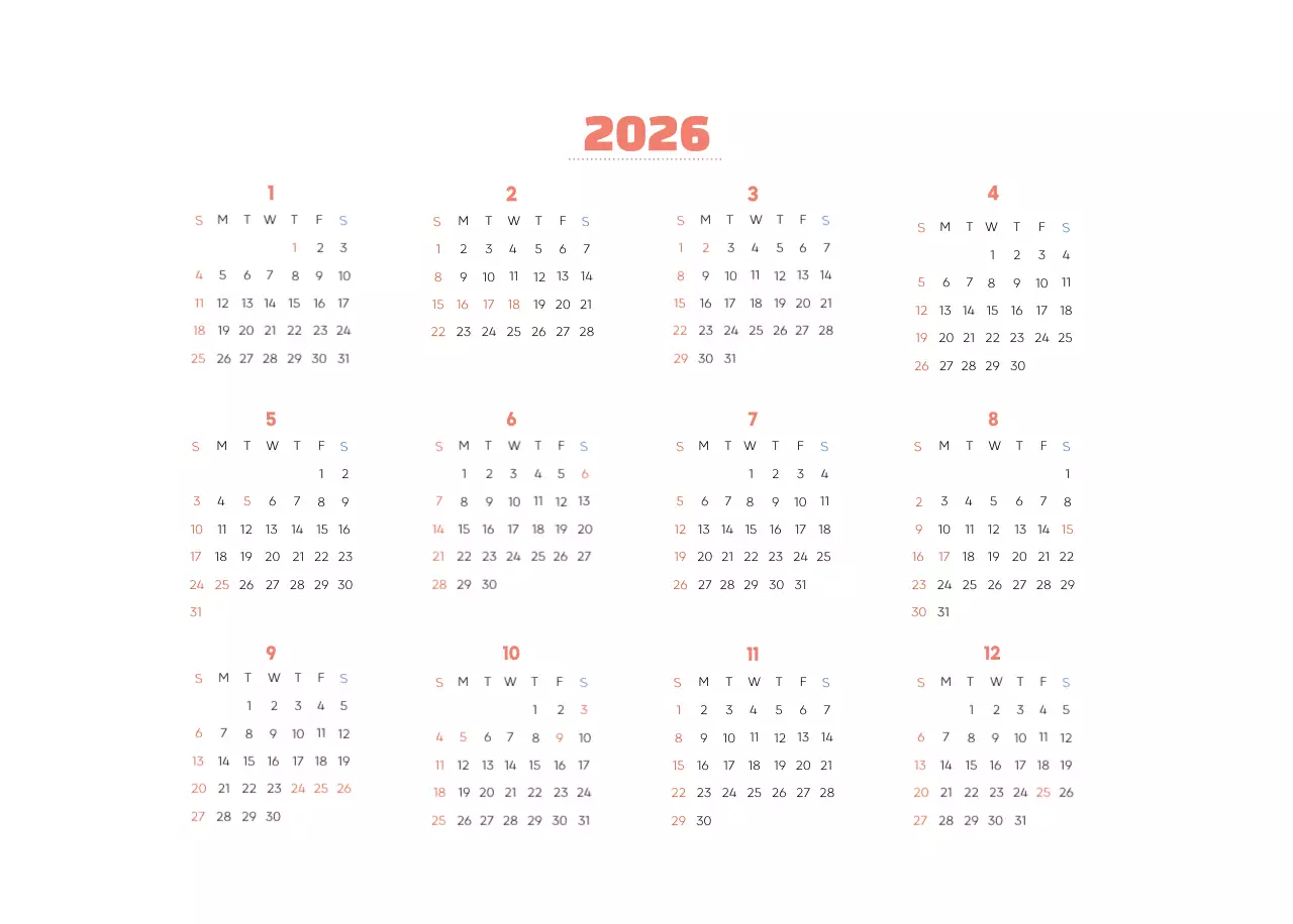 Calendario aziendale con simpatiche illustrazioni