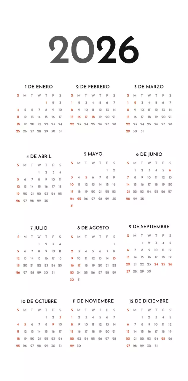 Un sencillo calendario corporativo en gris