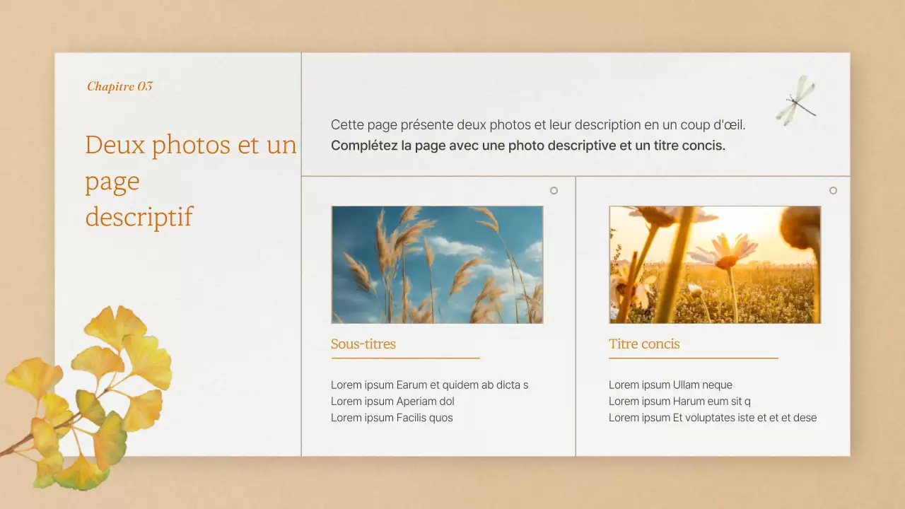 Présentation de la marque sur fond d'automne orange et naturel