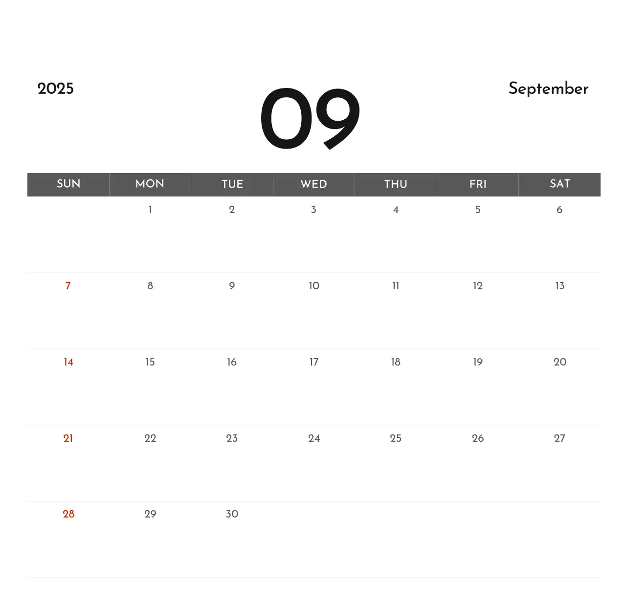 Lịch công ty đơn giản màu xám