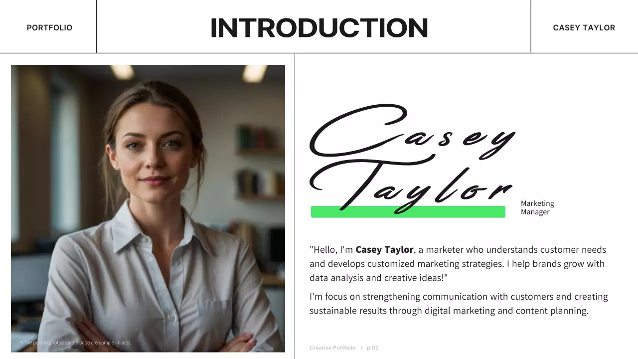 Green Professional Marketing Portfolio Presentation