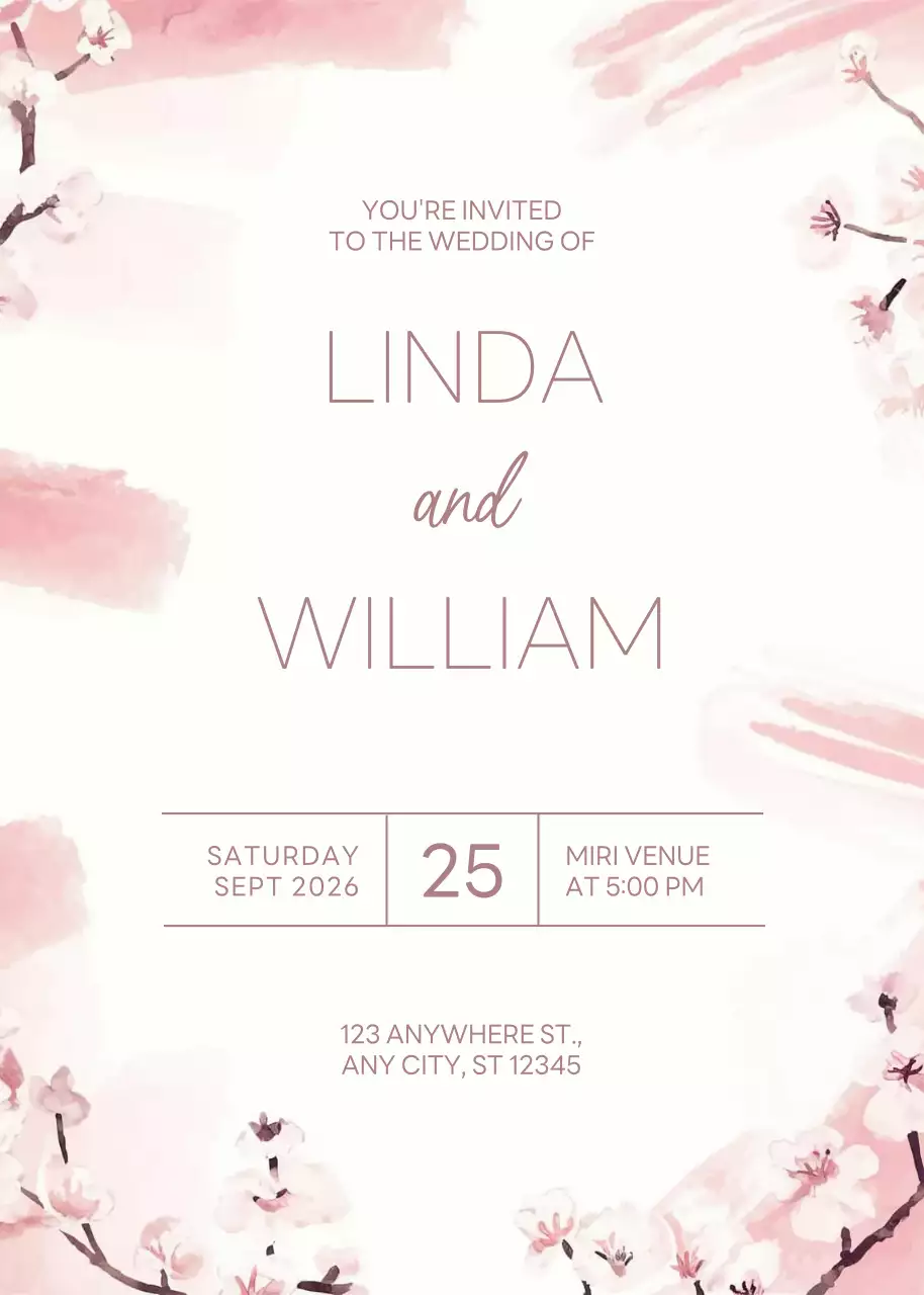 Undangan Pernikahan Bunga Merah Muda