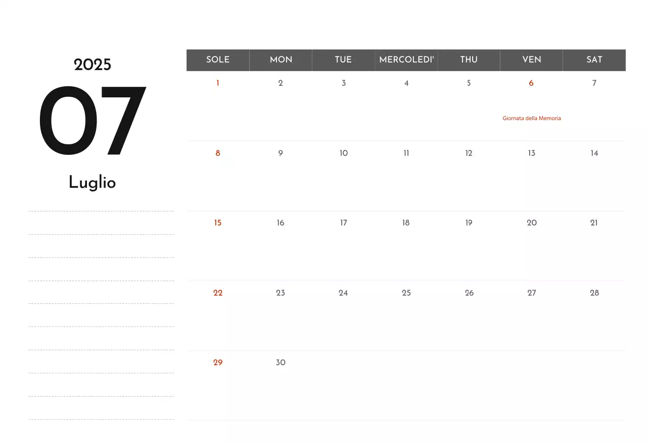 Un semplice calendario aziendale in grigio