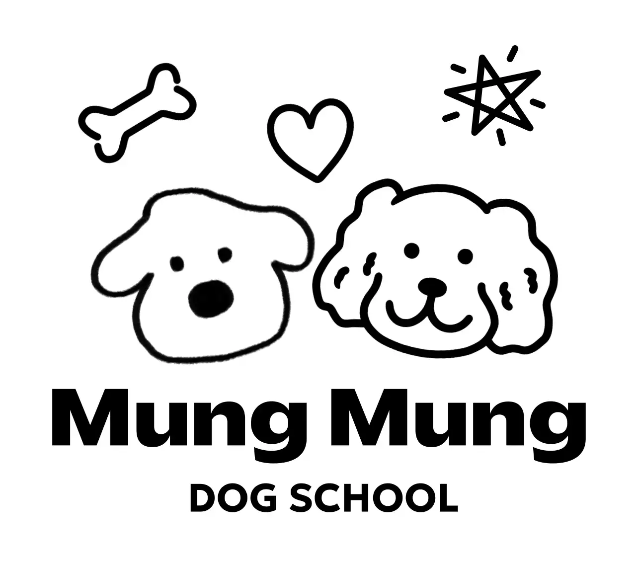 흑백 심플 반려동물 학교 로고