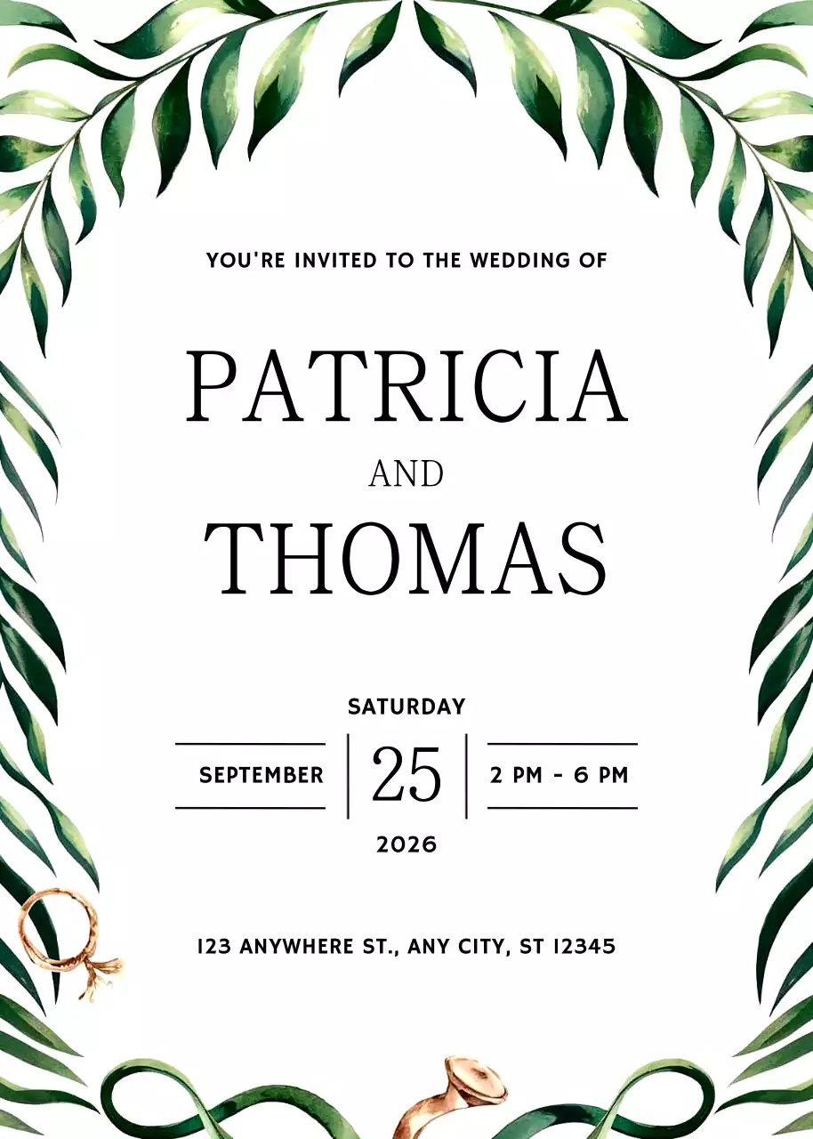 Thiệp cưới xanh thanh lịch