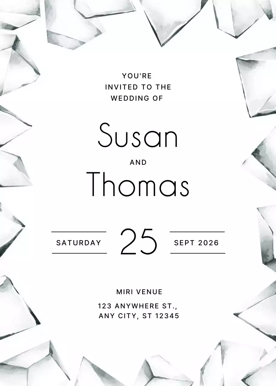 Thiệp cưới tối giản màu trắng