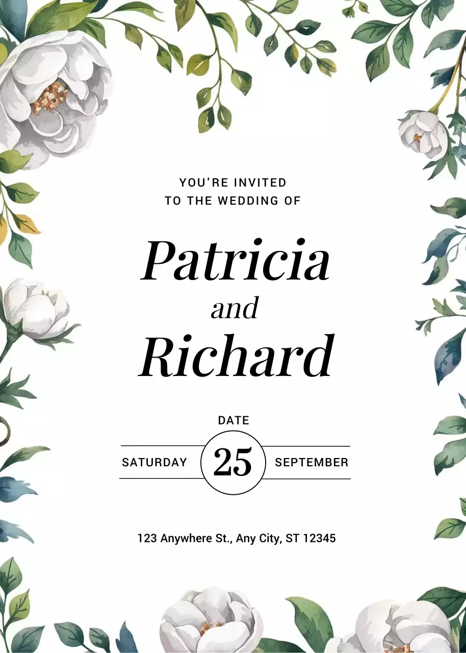 Thiệp cưới hoa xanh