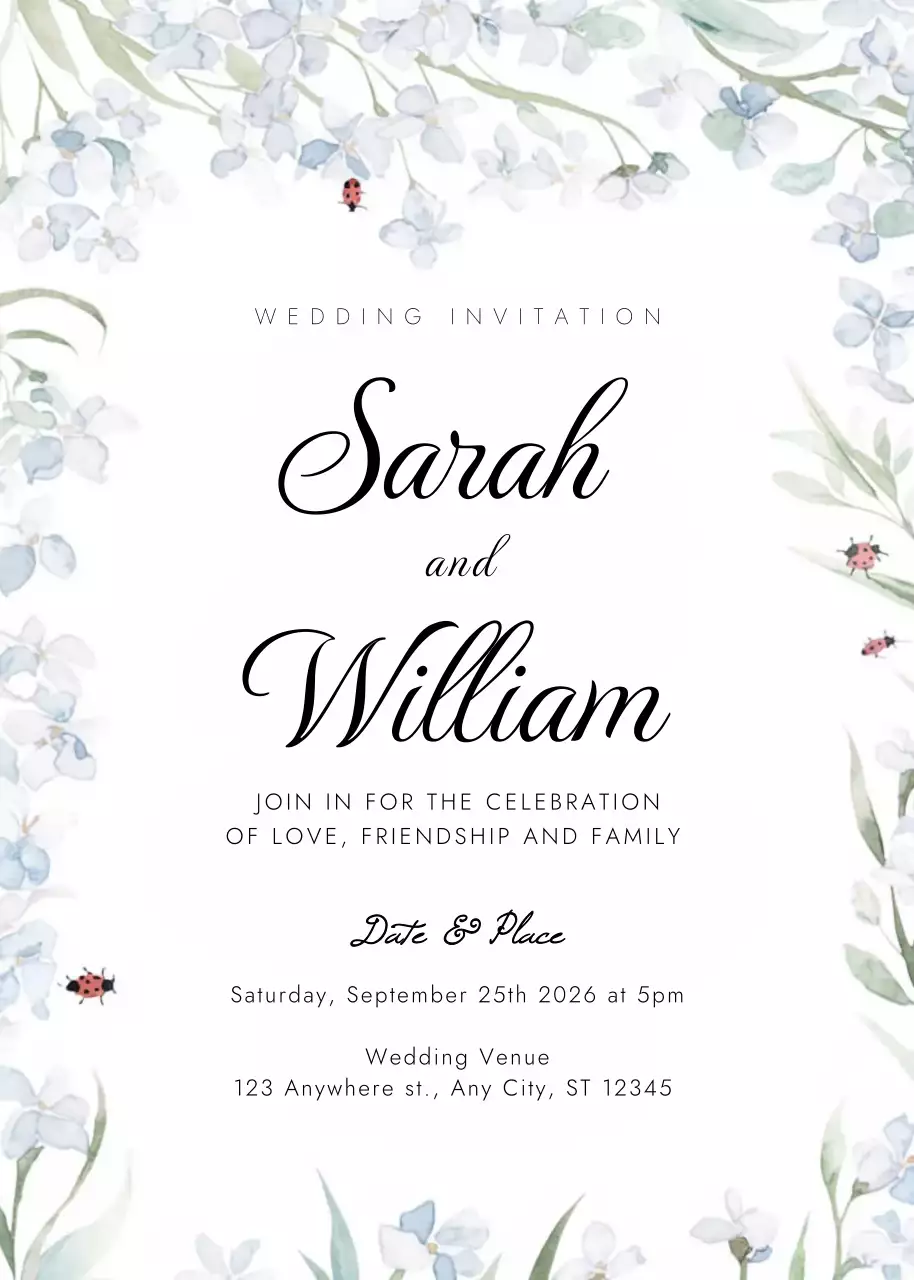 lời mời đám cưới màu trắng thanh lịch