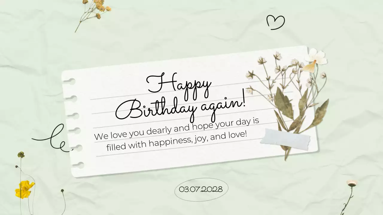 베이지 빈티지 생일 카드 프레젠테이션