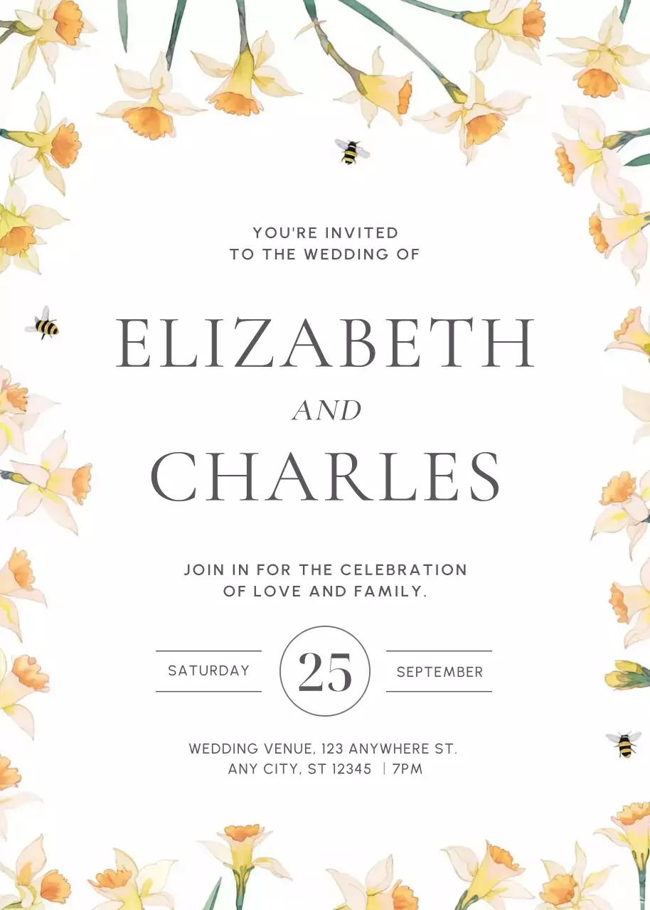 thiệp cưới hoa vàng