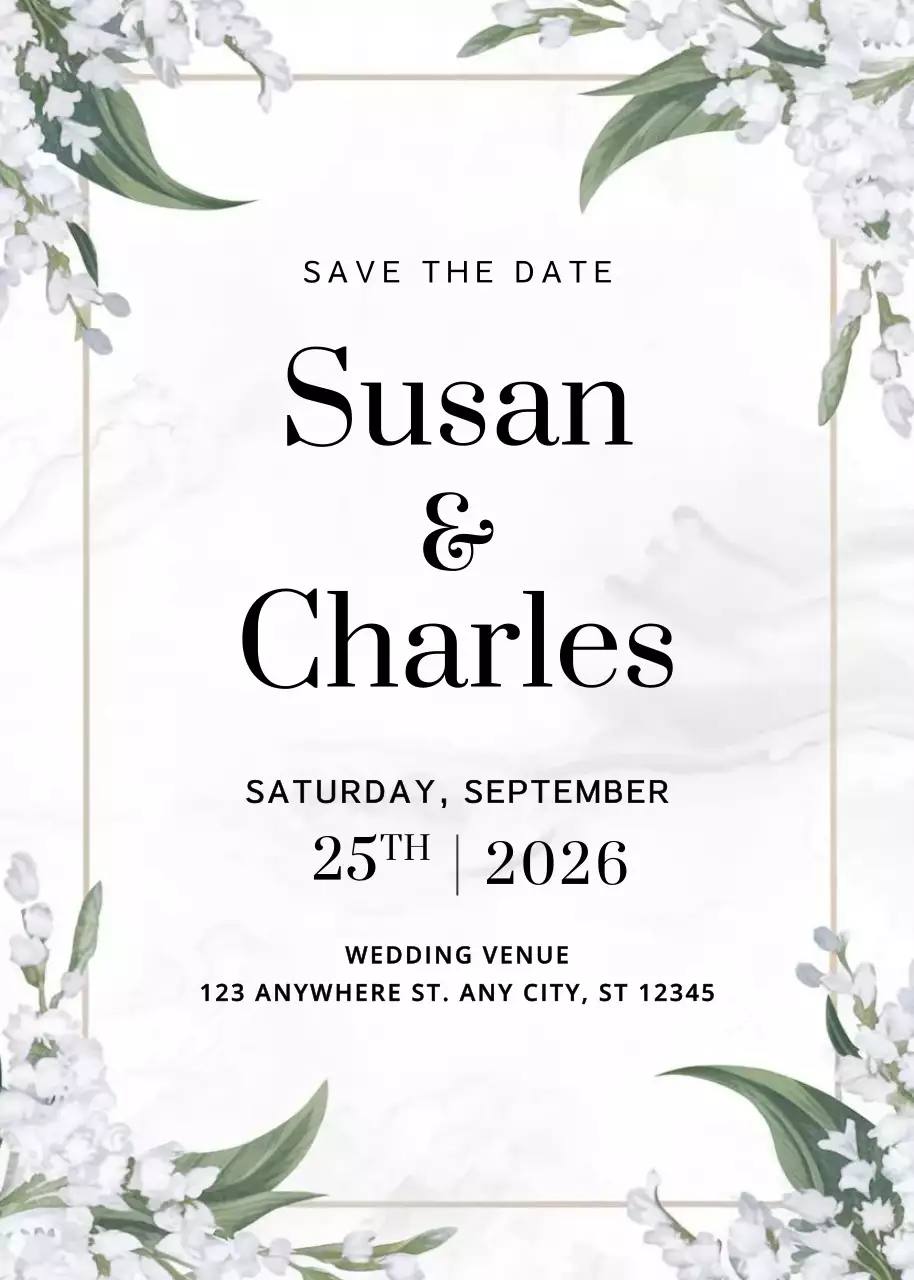 lời mời đám cưới màu trắng thanh lịch