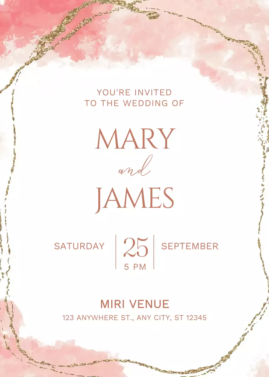 Thiệp cưới màu hồng thanh lịch