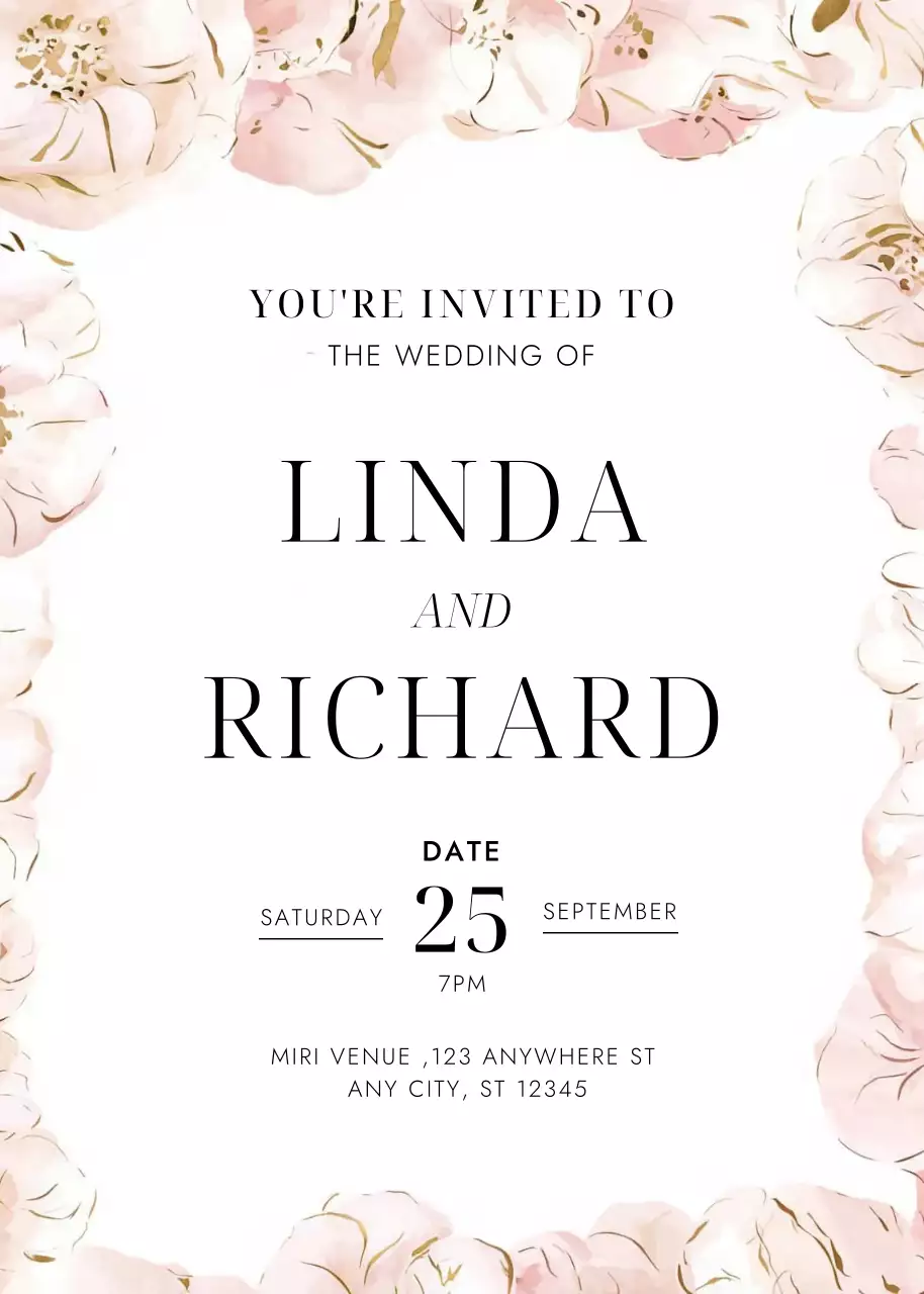 lời mời đám cưới màu hồng thanh lịch