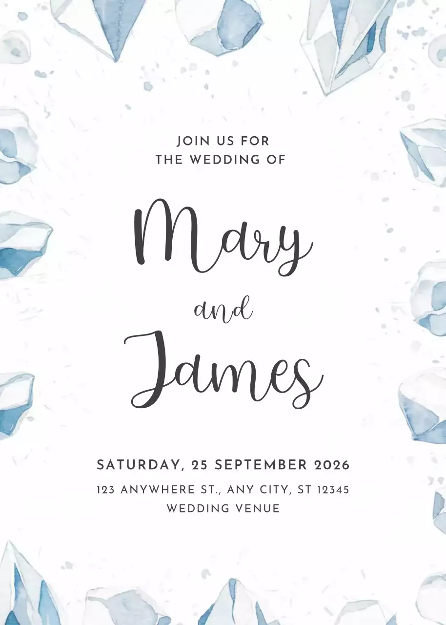 Undangan Pernikahan Biru Elegan