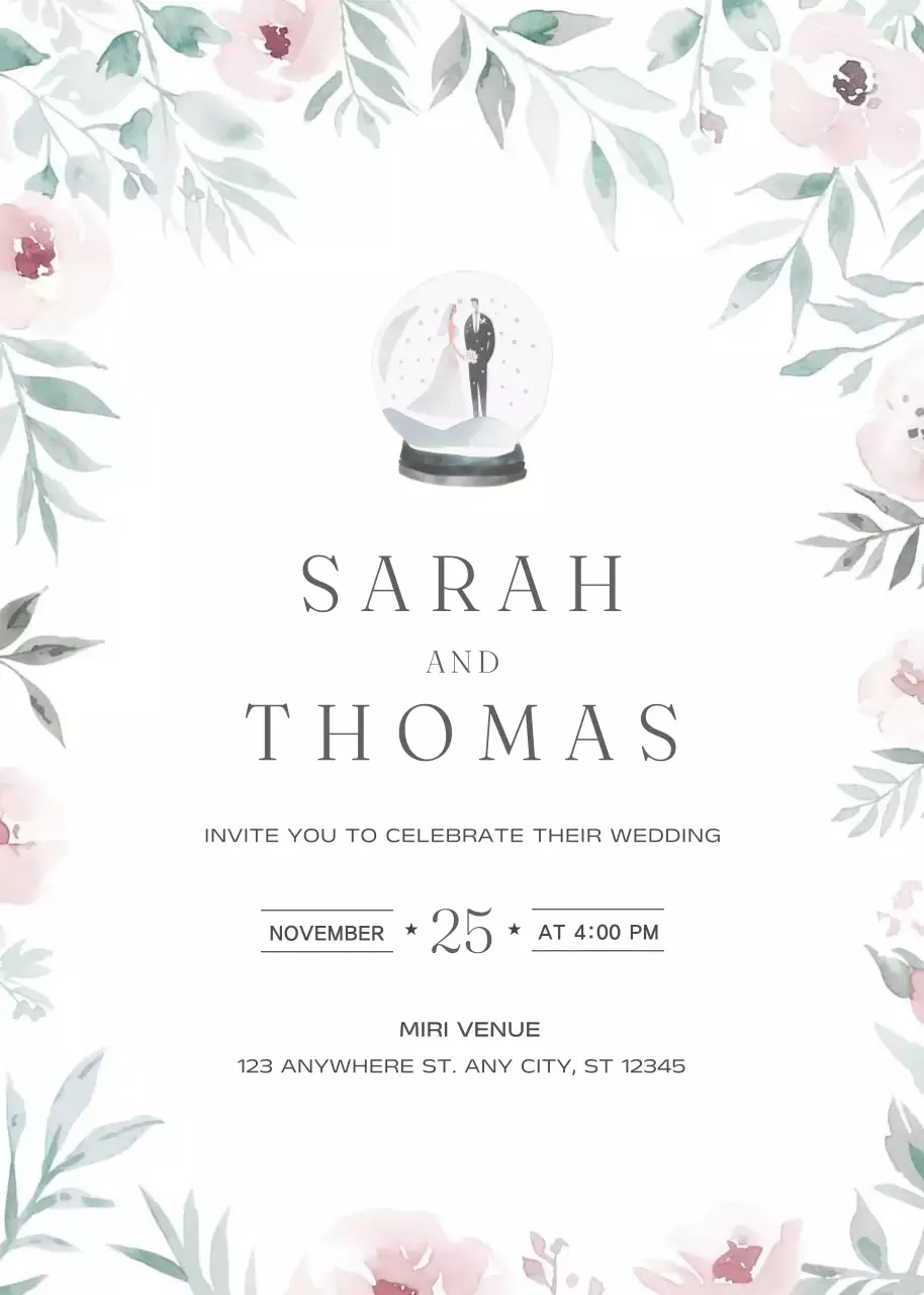 Thiệp cưới màu trắng thanh lịch