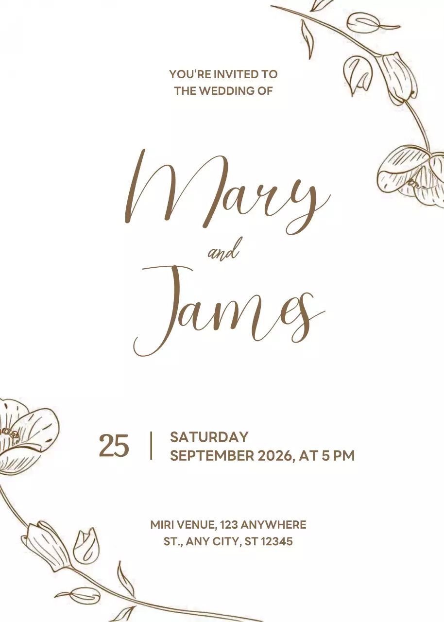 Thiệp cưới thanh lịch màu be