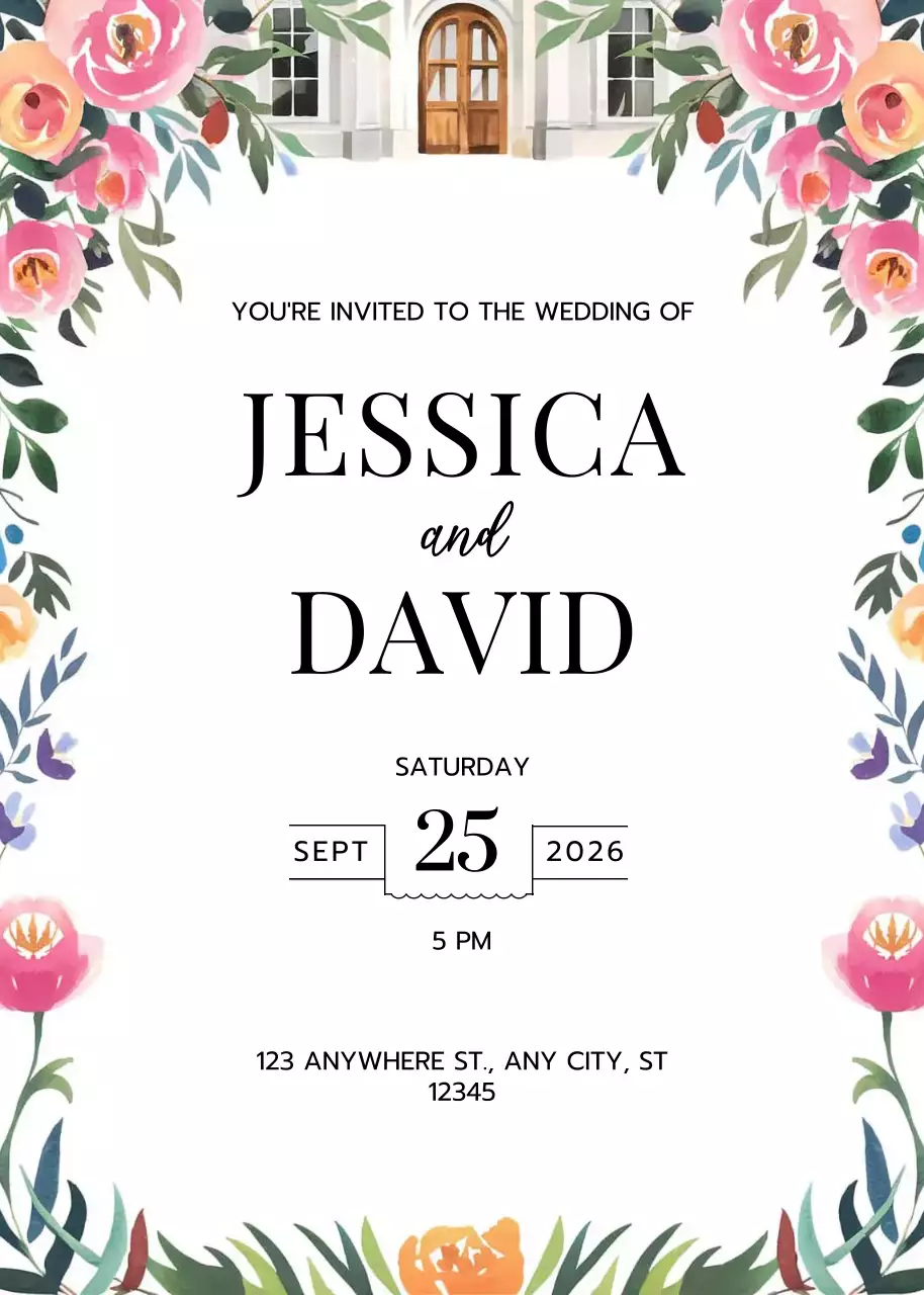 Thiệp cưới thanh lịch hoa