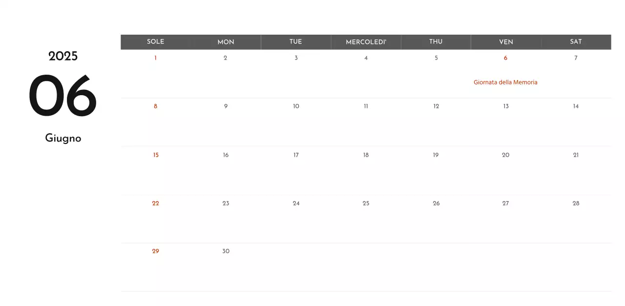 Un semplice calendario aziendale in grigio