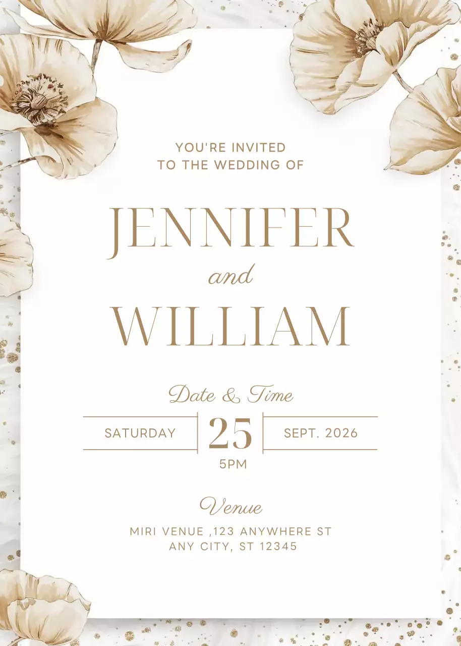 lời mời đám cưới thanh lịch màu be