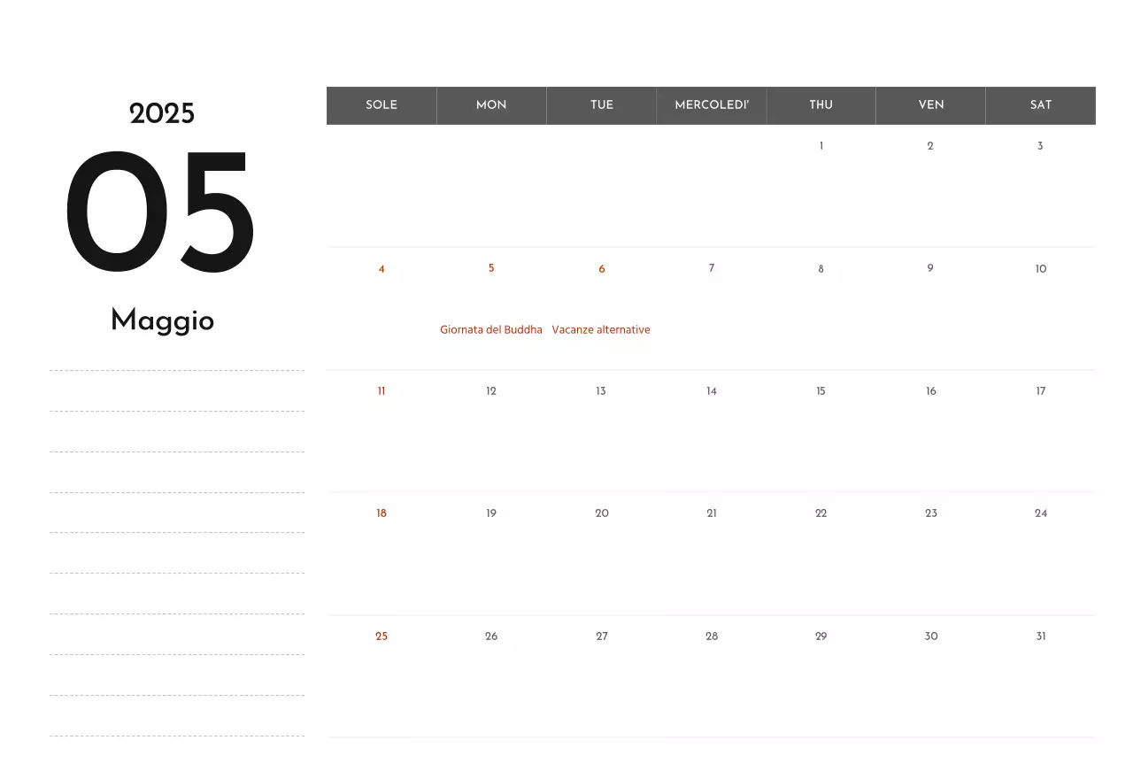 Un semplice calendario aziendale in grigio