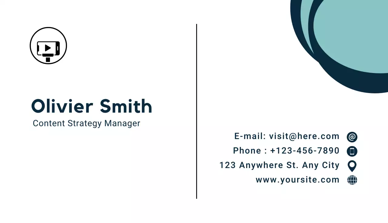 Teal Minimal Business Card