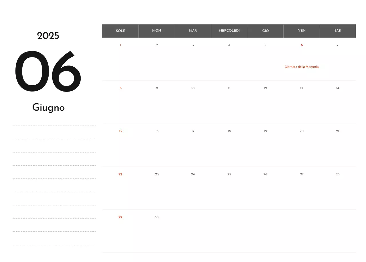 Un semplice calendario aziendale in grigio