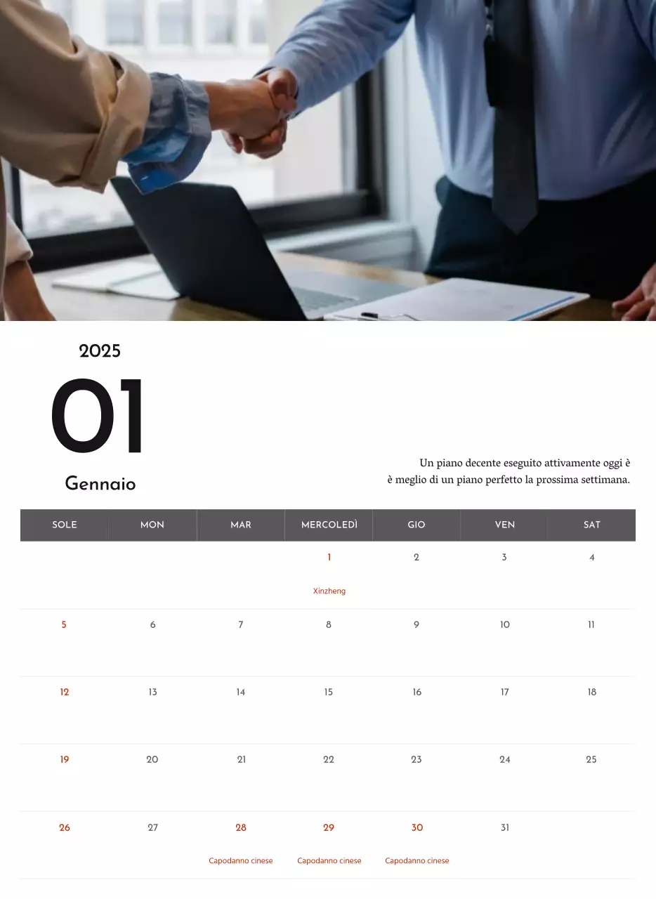 Un semplice calendario aziendale in grigio