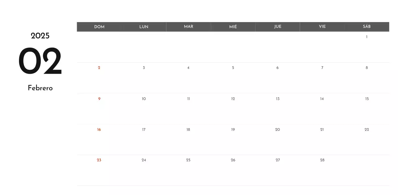 Un sencillo calendario corporativo en gris