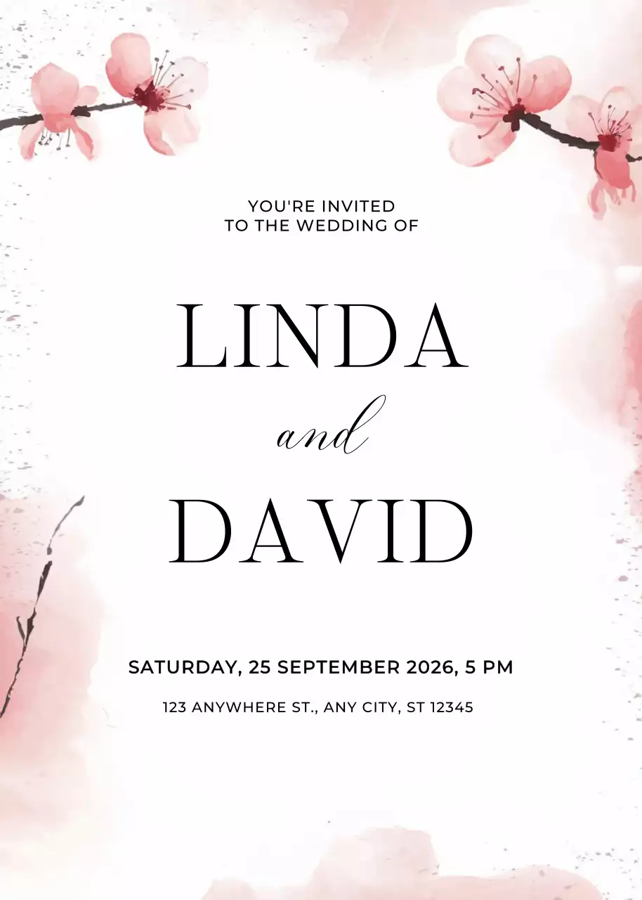 Undangan Pernikahan Elegan Berwarna Merah Muda