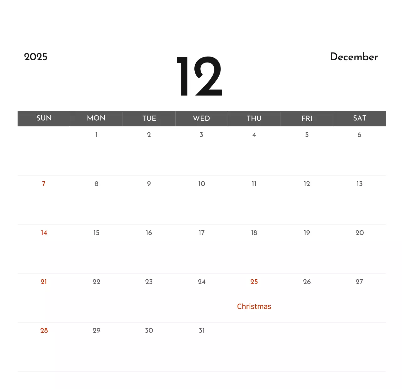 Lịch công ty đơn giản màu xám