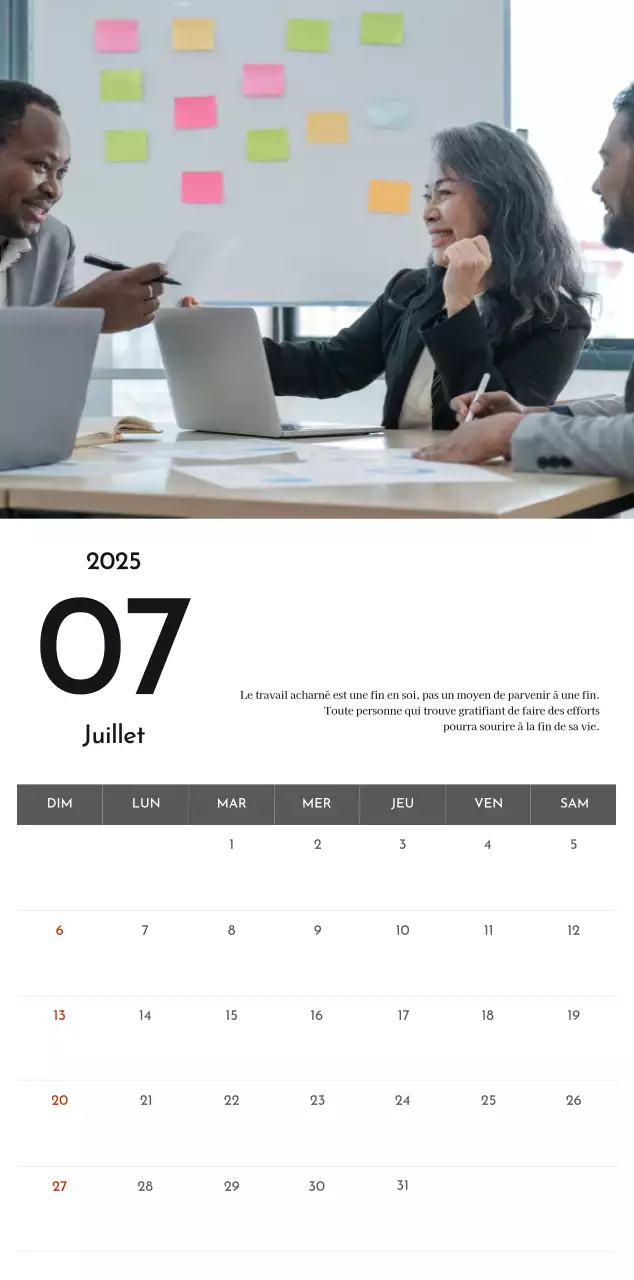 Un calendrier d'entreprise simple en gris