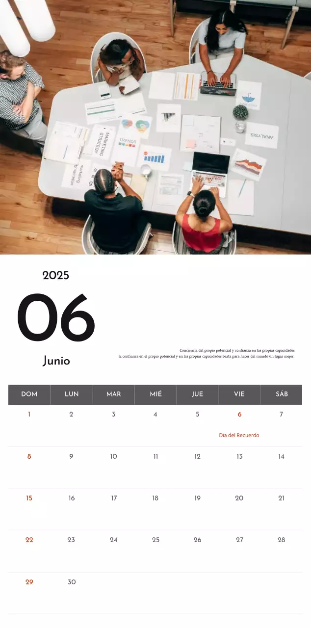 Un sencillo calendario corporativo en gris