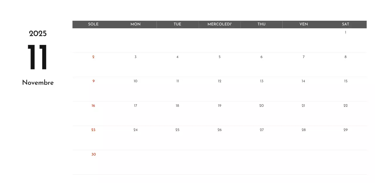 Un semplice calendario aziendale in grigio