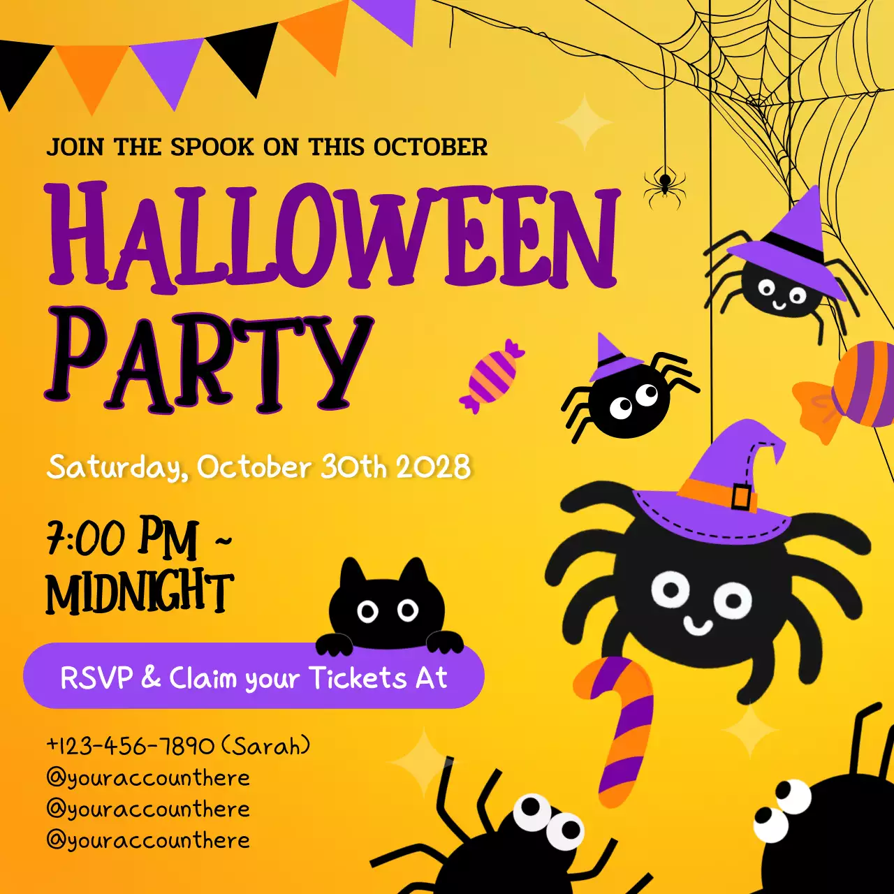 orange playful Halloween invitation