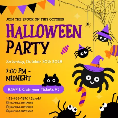 orange playful Halloween invitation