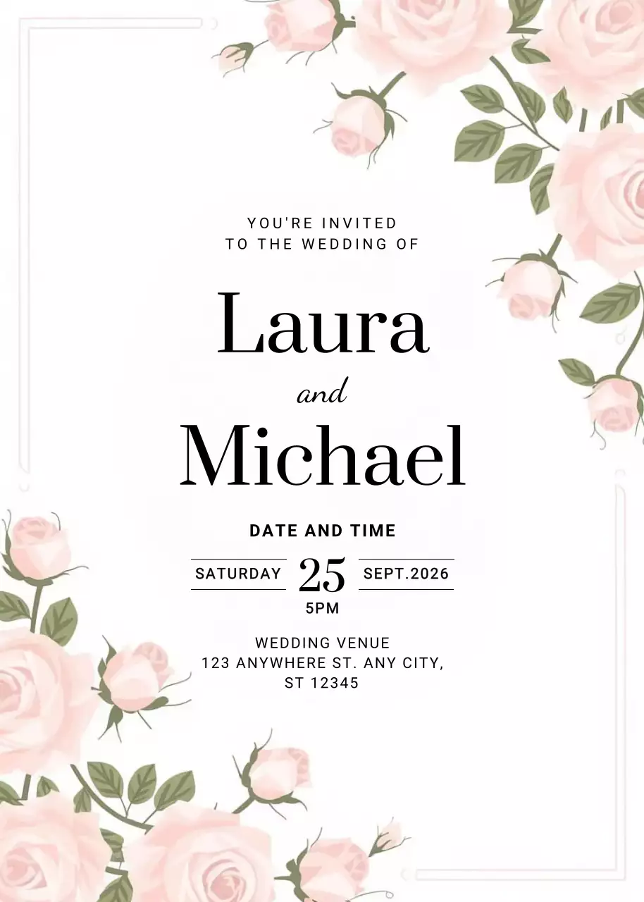 lời mời đám cưới màu hồng thanh lịch