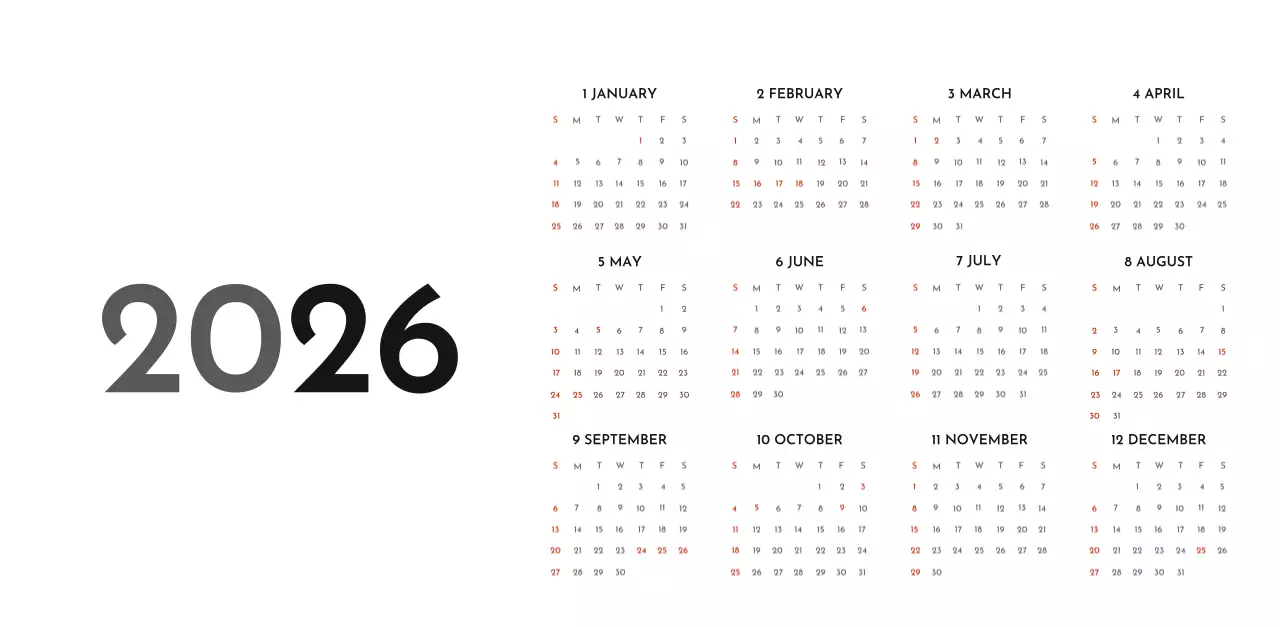 A simple corporate calendar in gray