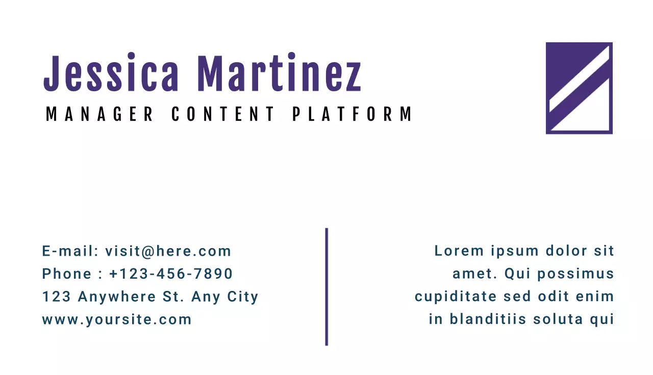 Purple Simple Business Card