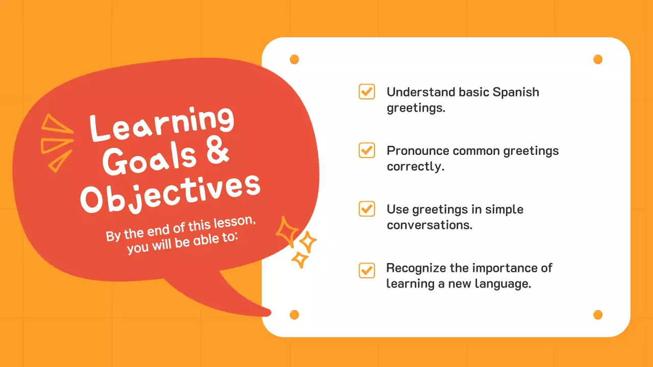 Orange Simple Spanish Class Guide Presentation