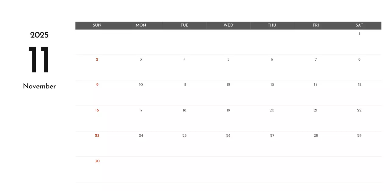 A simple corporate calendar in gray