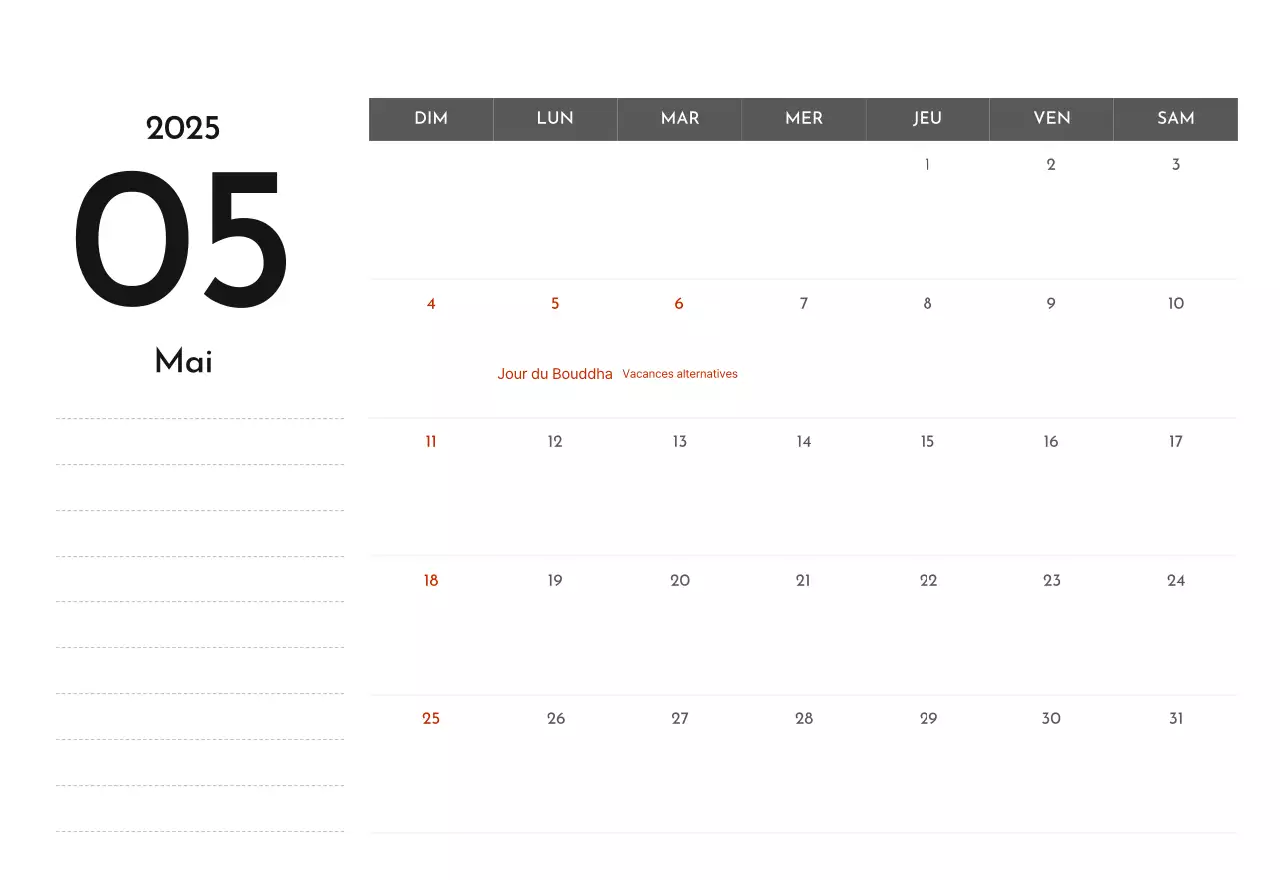 Un calendrier d'entreprise simple en gris