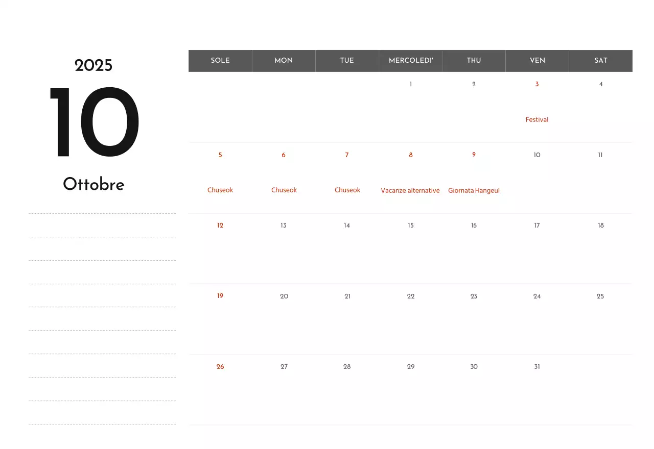 Un semplice calendario aziendale in grigio
