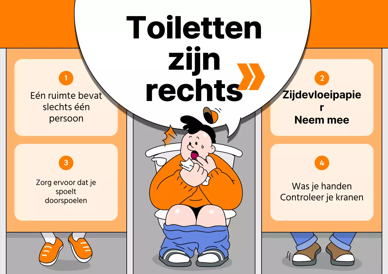 Oranje prop toilet instructies