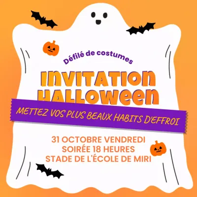 invitation rétro orange pour Halloween