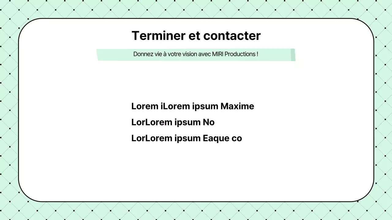 Proposition de société de production vidéo simple et de couleur menthe